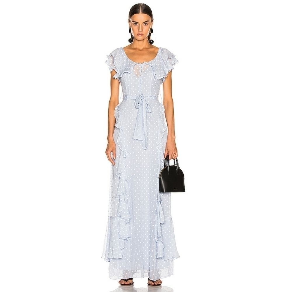 Alice McCall Moon Talking Ruffle Maxi Dress Crystal Bue sz 2 NEW - Picture 2 of 13